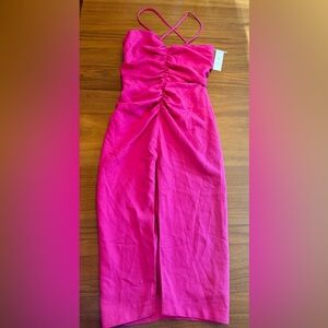 NWT The Sei Luxury Brand Hot Pink Gathered Strappy Dress, size 0